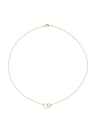 Jackie Gold | 14 karaat geelgouden collier bestaande uit 2 ringen| Double Circle