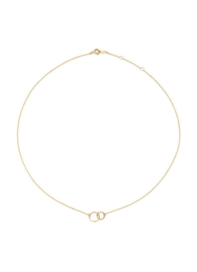 Jackie Gold | 14 karaat geelgouden collier bestaande uit 2 ringen| Double Circle