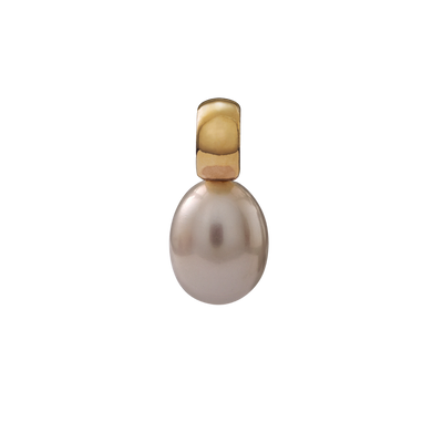 Snoepjes | 14 karaat geelgouden hanger met witte parel | druppelvormig 7,5 x 8 mm | met klein oog