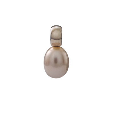 Snoepjes | 14 karaat witgouden hanger met witte parel | druppelvormig 7,5 x 8 mm | met klein oog