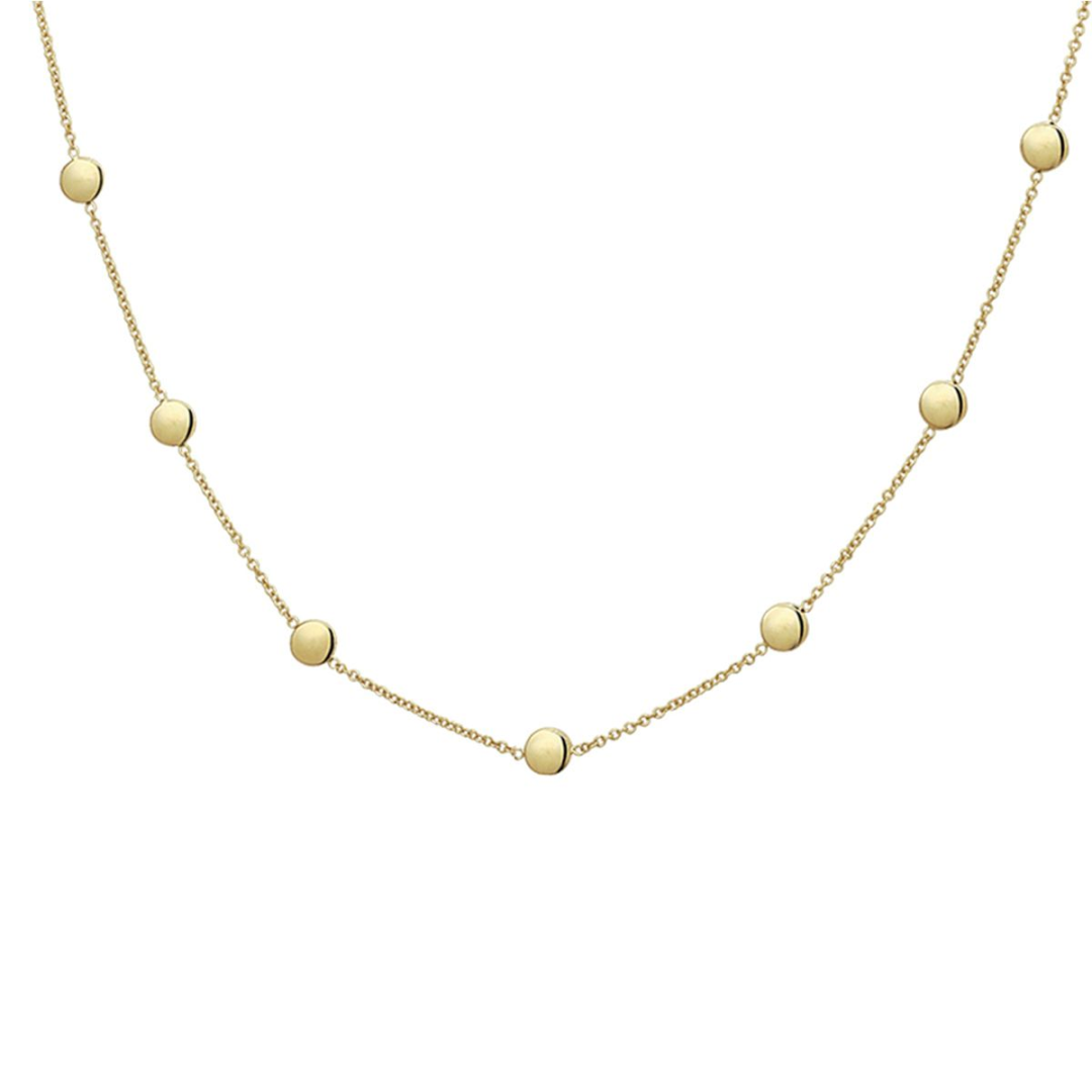House of SIS | 14 karaat geelgouden collier anker schakel met gouden rondjes ertussen