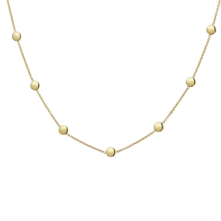 House of SIS | 14 karaat geelgouden collier anker schakel met gouden rondjes ertussen