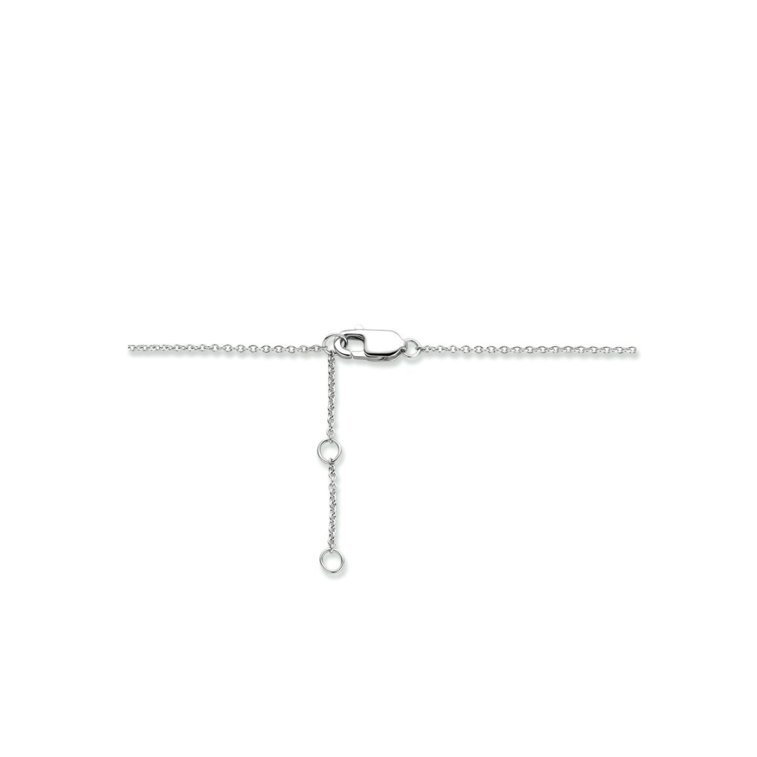 14 karaat witgouden collier anker schakel met open hart hanger, volgezet met diamant 0.19crt totaal