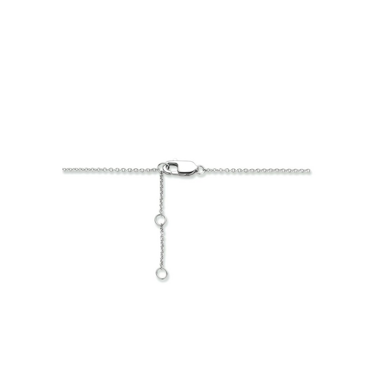 14 karaat witgouden collier anker schakel met open hart hanger, volgezet met diamant 0.19crt totaal
