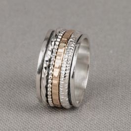 Ring zilver oxy / wit + Goldfilled