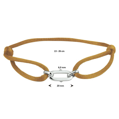 Basis | Caramel gevlochten armband uitgevoerd met een 925 zilveren element