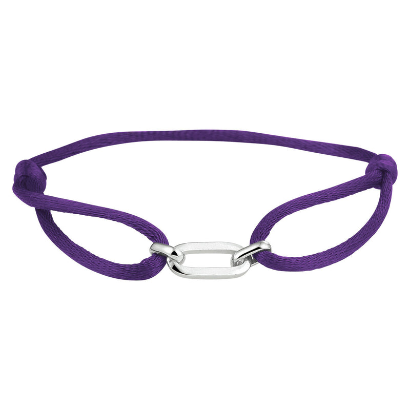 Basis | Paars gevlochten armband uitgevoerd met een 925 zilveren element