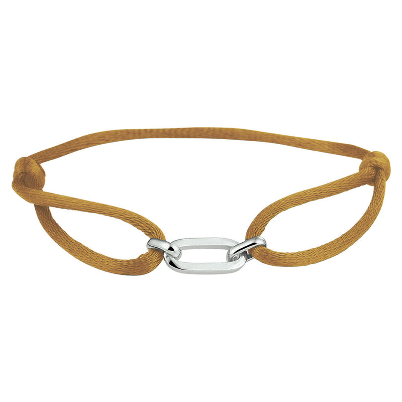 Basis | Caramel gevlochten armband uitgevoerd met een 925 zilveren element