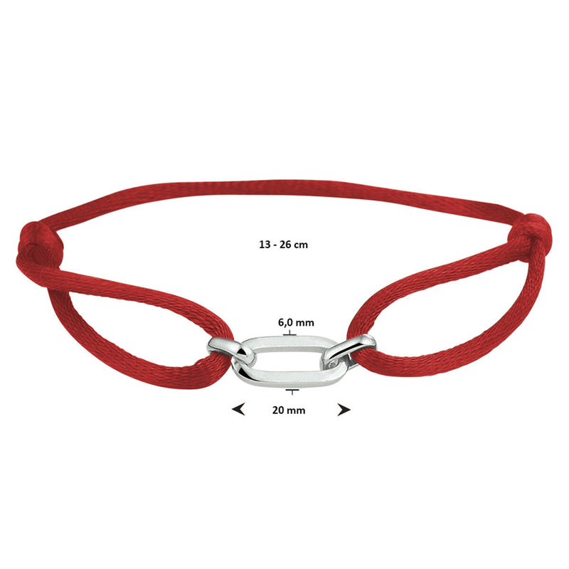 Basis | Bordeaux rood gevlochten armband uitgevoerd met een 925 zilveren element