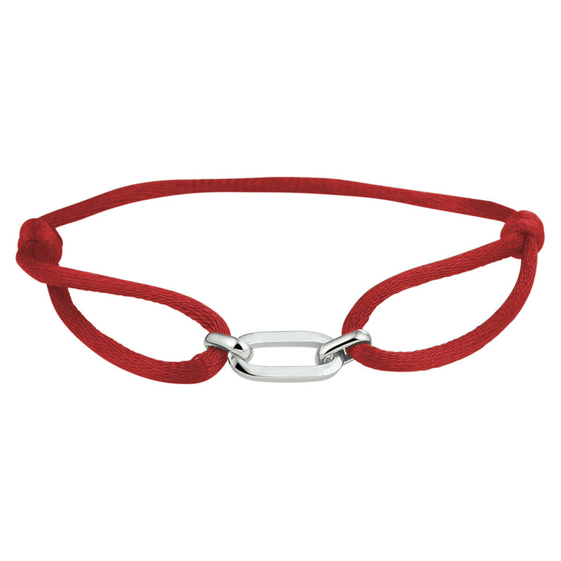 Basis | Bordeaux rood gevlochten armband uitgevoerd met een 925 zilveren element