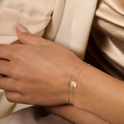 armband klaver 16,5 - 17,5 - 18,5 cm 14K geelgoud