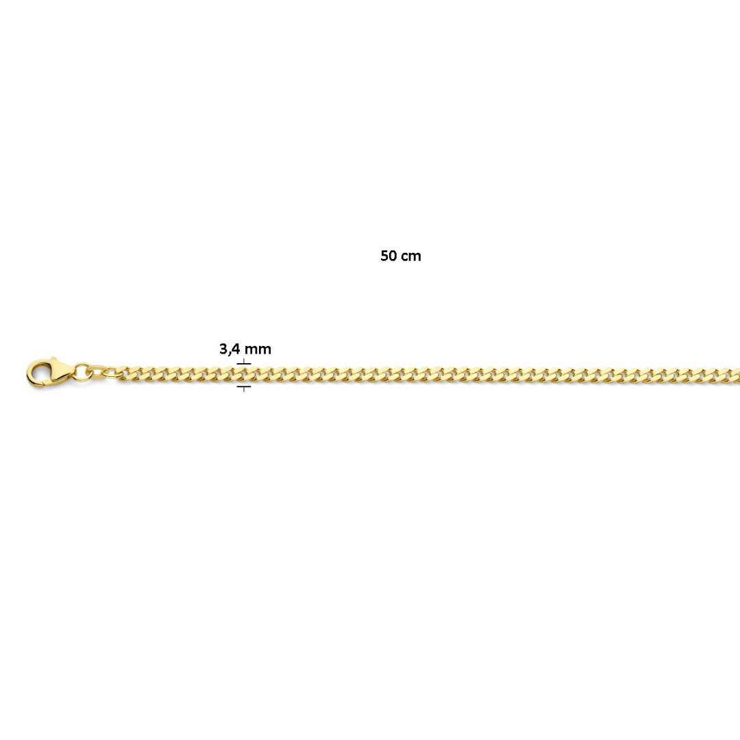 Basis | 14 karaat geelgouden gourmette heren collier