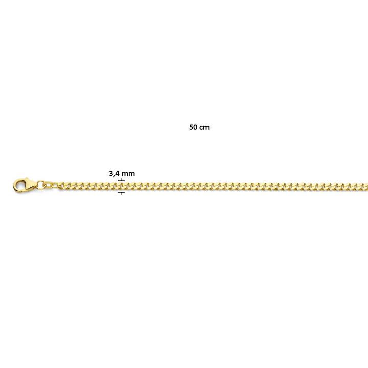 Basis | 14 karaat geelgouden gourmette heren collier