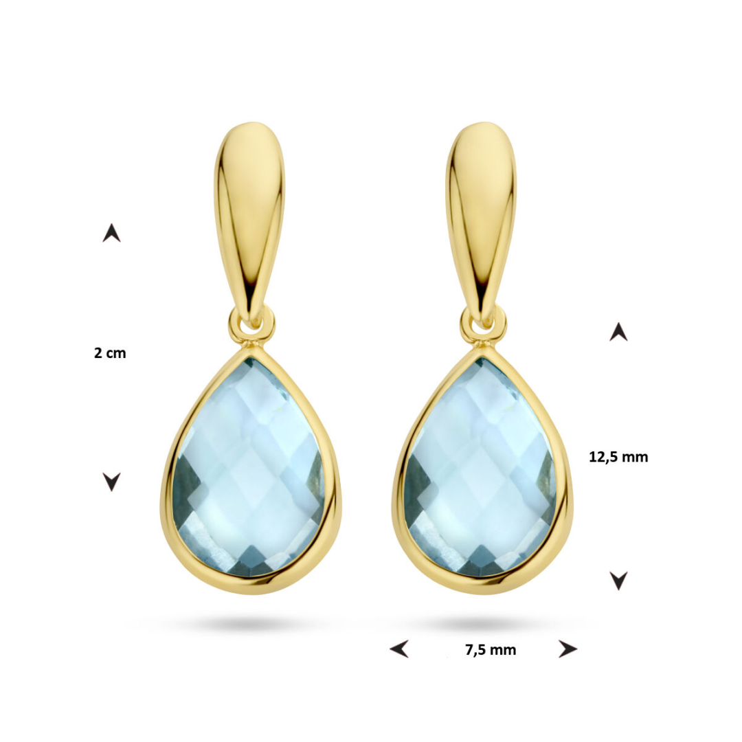 Basis | 14k Geelgouden oorhangers uitgevoerd met een schitterende blauw topaas