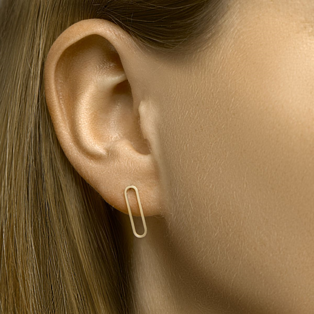 Basis | 14k Geelgouden oorknoppen in schakelvorm