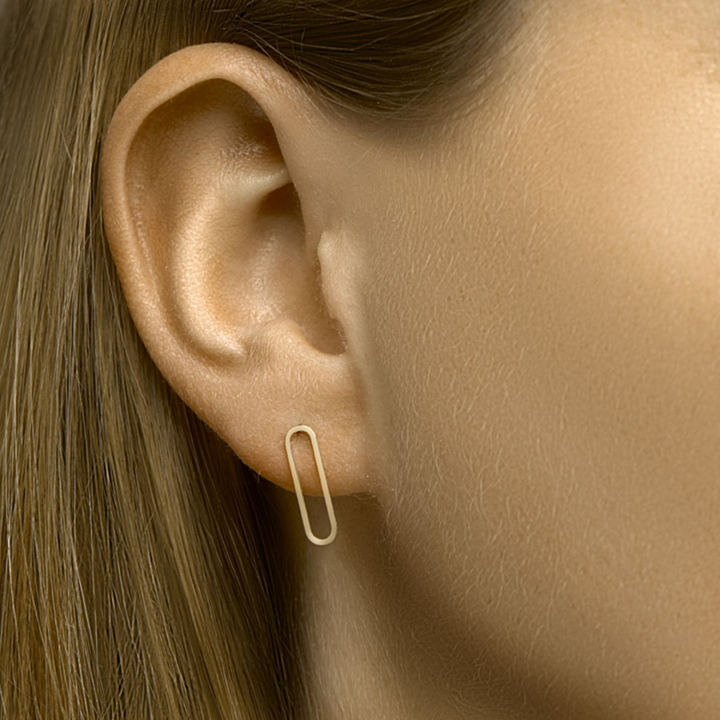 Basis | 14k Geelgouden oorknoppen in schakelvorm