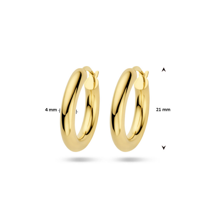 Basis | 14k Geelgouden oorringen uitgevoerd met een stevige scharnier sluiting