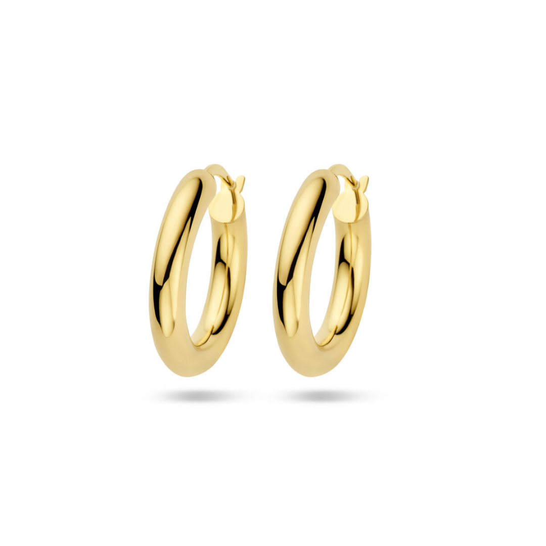 Basis | 14k Geelgouden oorringen uitgevoerd met een stevige scharnier sluiting