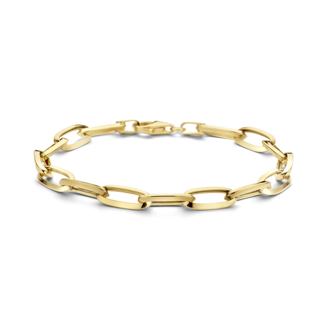 Basis | 14k Geelgouden paperclip armband met een schakelbreedte van 6mm