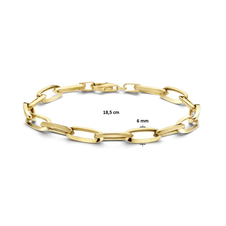 Basis | 14k Geelgouden paperclip armband met een schakelbreedte van 6mm