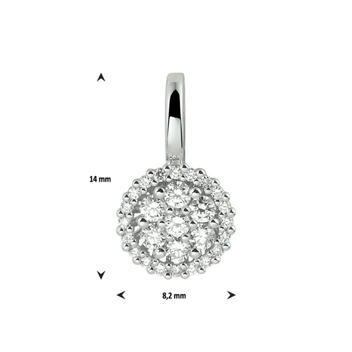 Basis | 14k Witgouden hanger met een afmeting van 14x8mm