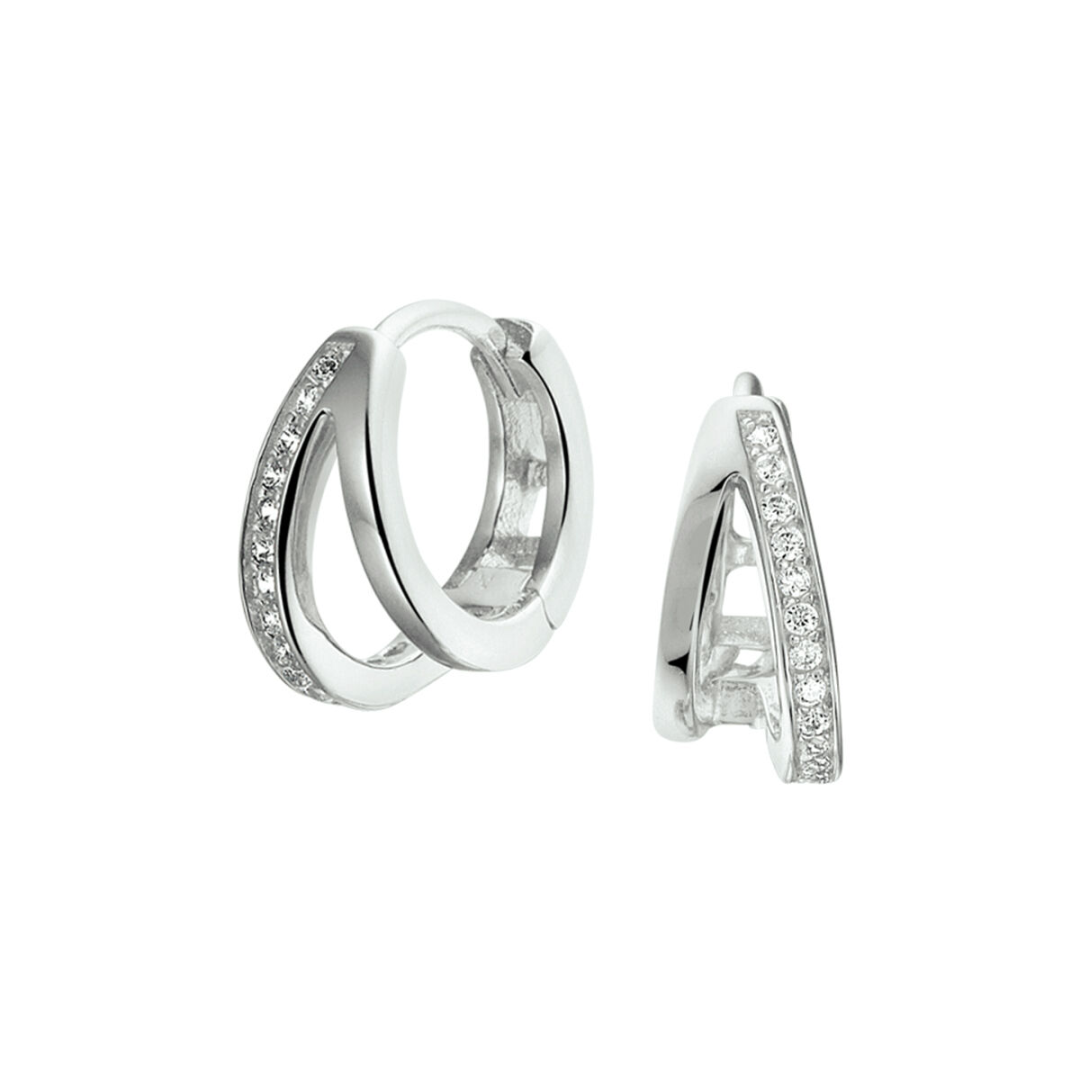 Basis | Chique gerhodineerd zilveren klapoorringen met een afmeting van 12mm