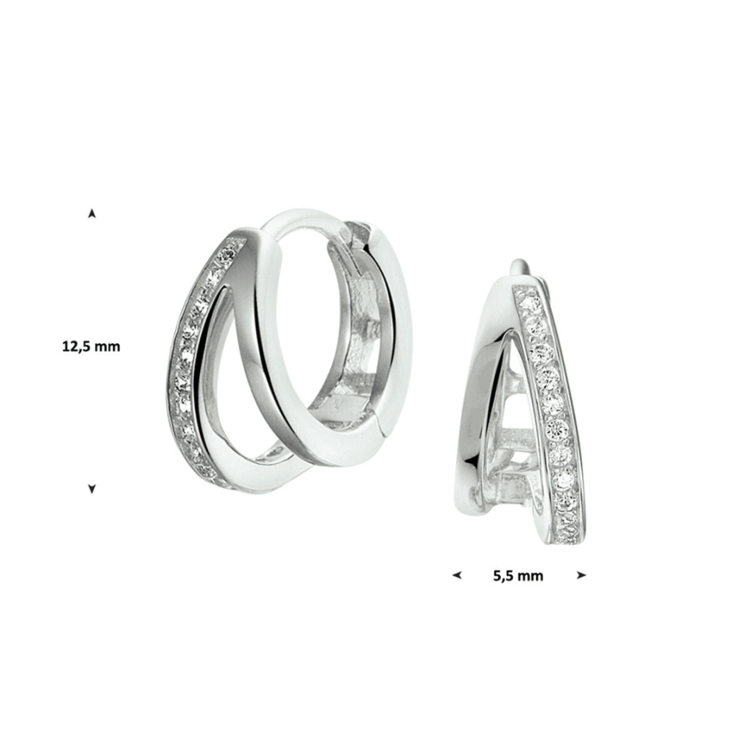 Basis | Chique gerhodineerd zilveren klapoorringen met een afmeting van 12mm