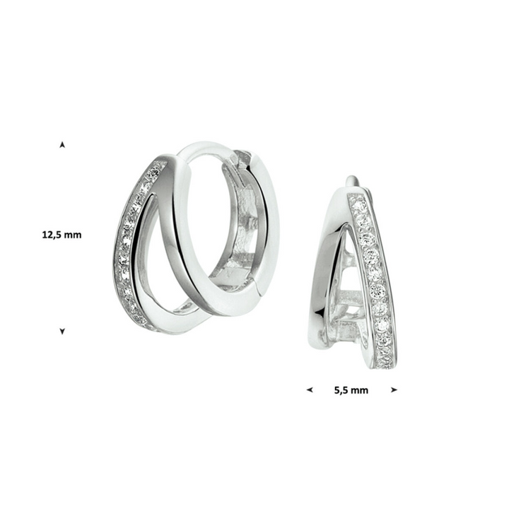 Basis | Chique gerhodineerd zilveren klapoorringen met een afmeting van 12mm