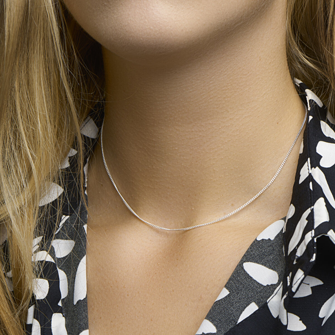 Basis | collier gourmette 4-zijdes geslepen 1,4 mm zilver wit