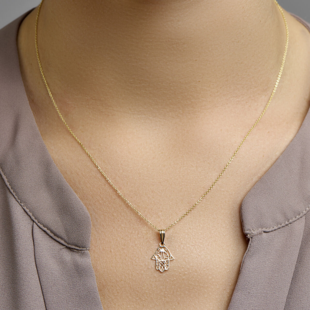 Basis | Geelgouden bedel met een fatima handje