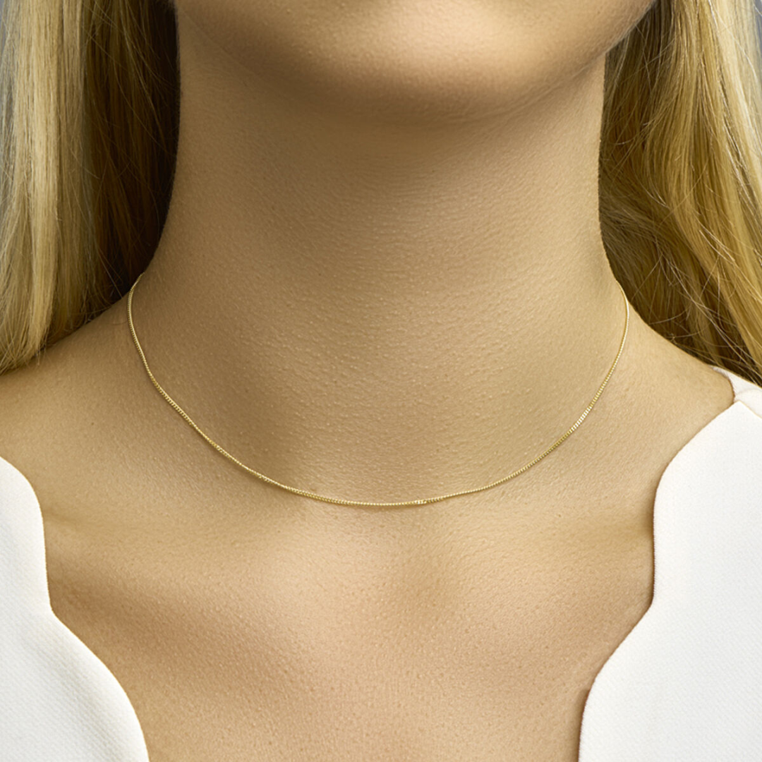 Basis | Geelgouden collier met gourmet schakel