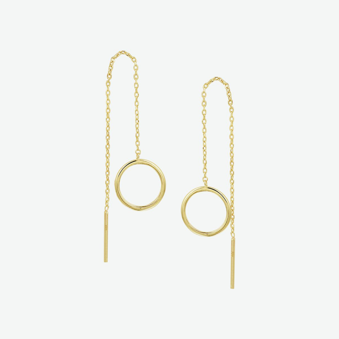 Basis | Geelgouden doortrekoorbellen met een totale hoogte van 6mm