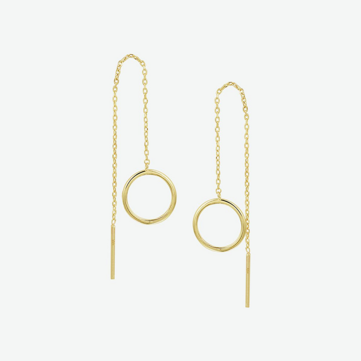 Basis | Geelgouden doortrekoorbellen met een totale hoogte van 6mm