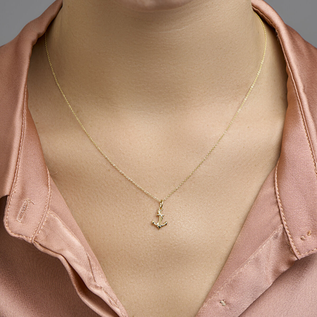 Basis | Geelgouden hanger met een anker