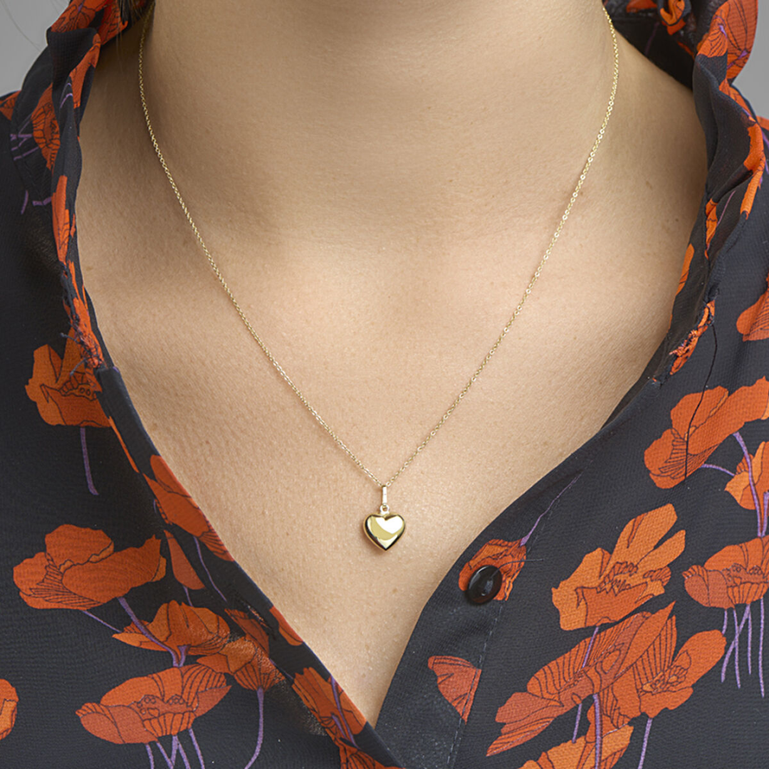 Basis | Geelgouden hanger met een hart van 10x10mm