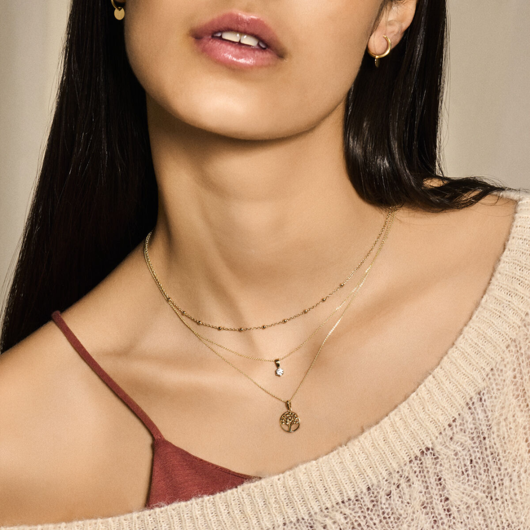 Basis | Geelgouden hanger met een levensboom