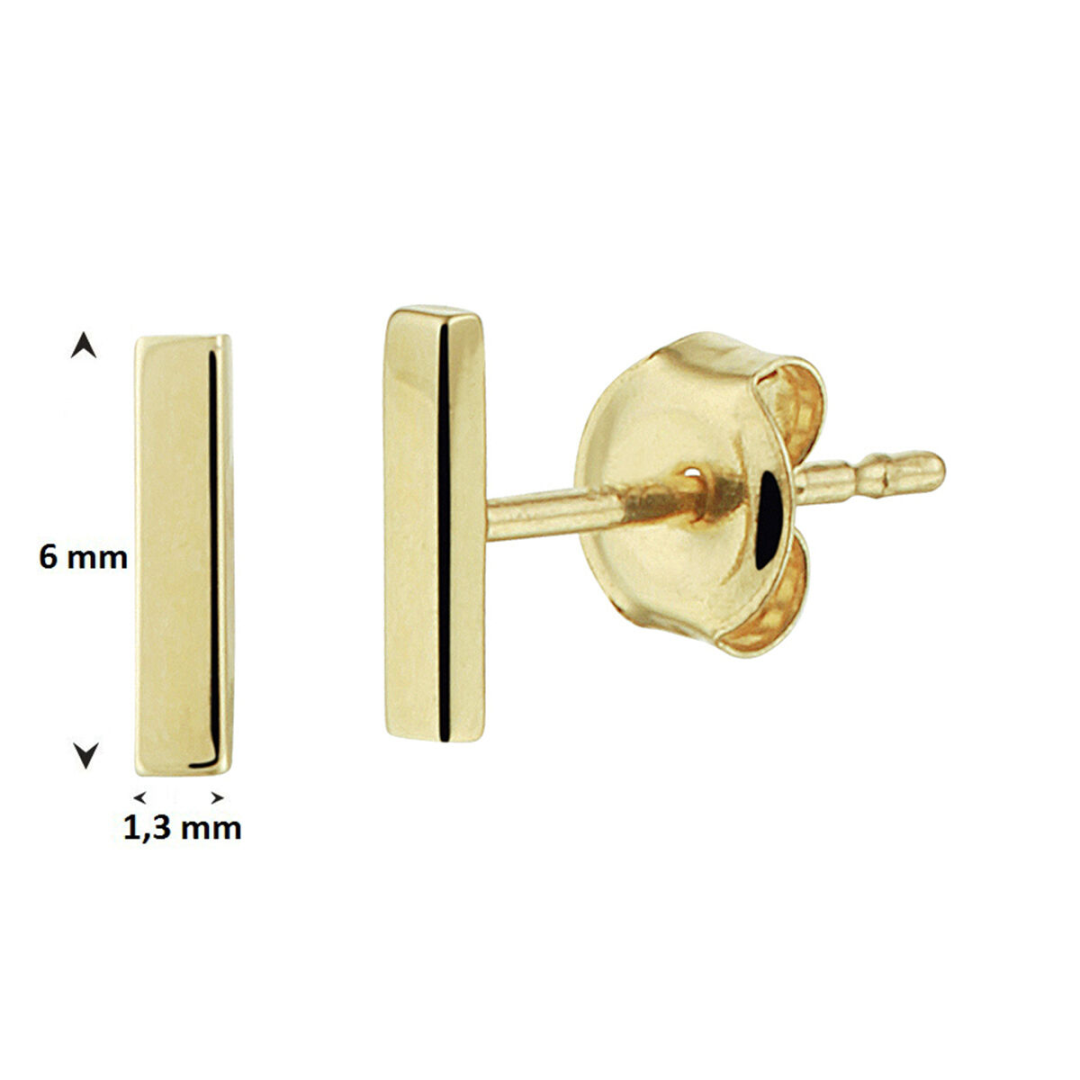 Basis | Geelgouden oorknoppen met een afmeting van 6x1mm