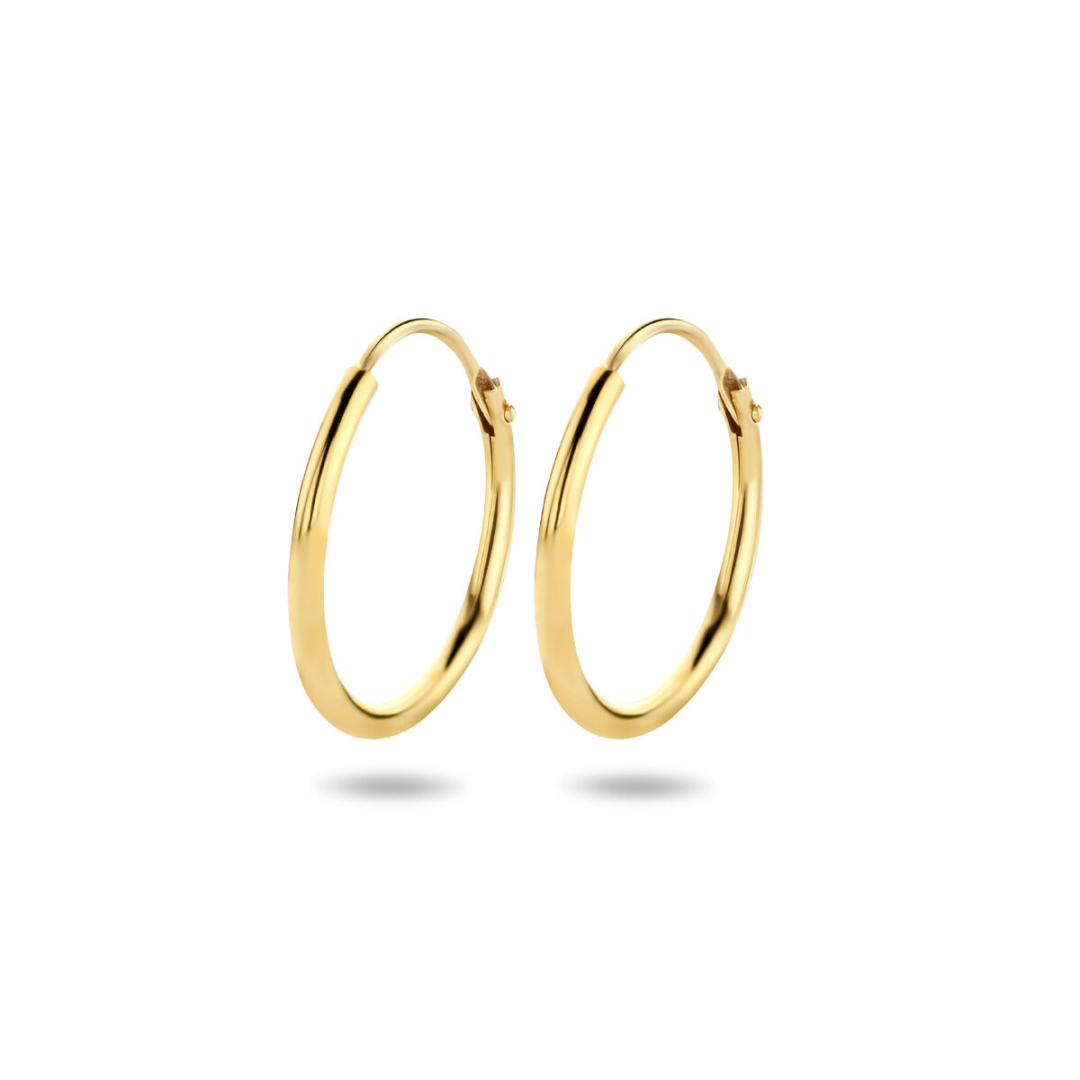 Basis | Geelgouden oorringen met een ronde buis