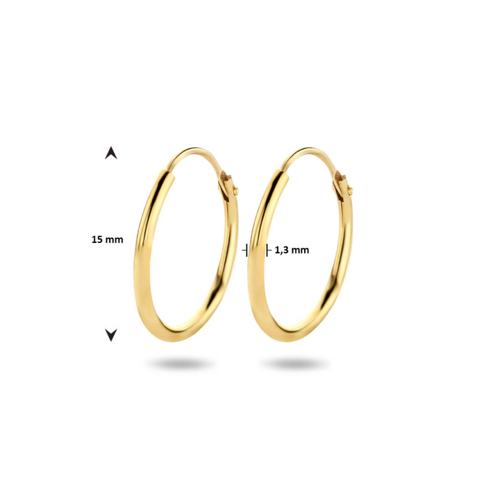 Basis | Geelgouden oorringen met een ronde buis