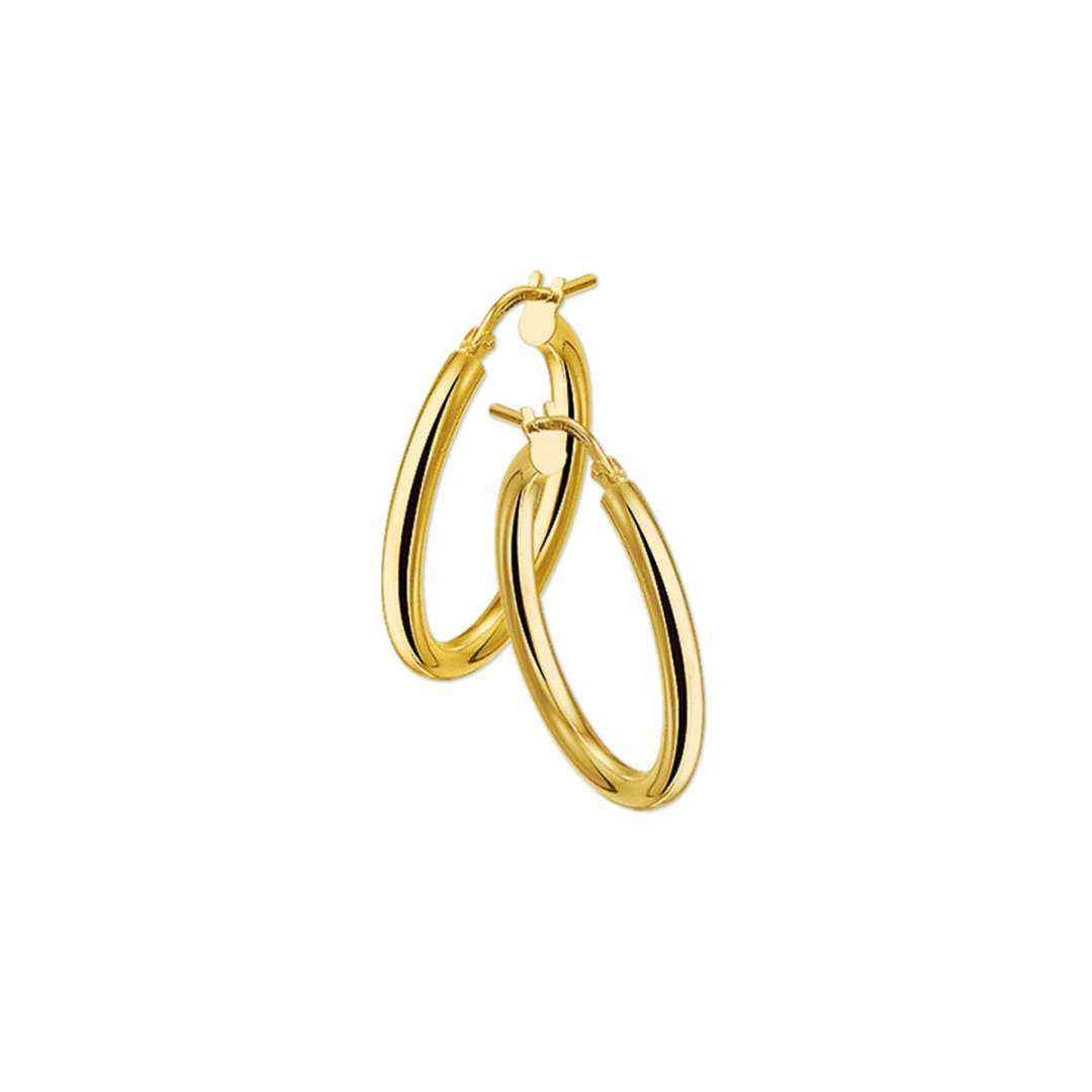 Basis | Geelgouden oorringen met een ronde buis en een hefboom-sluiting