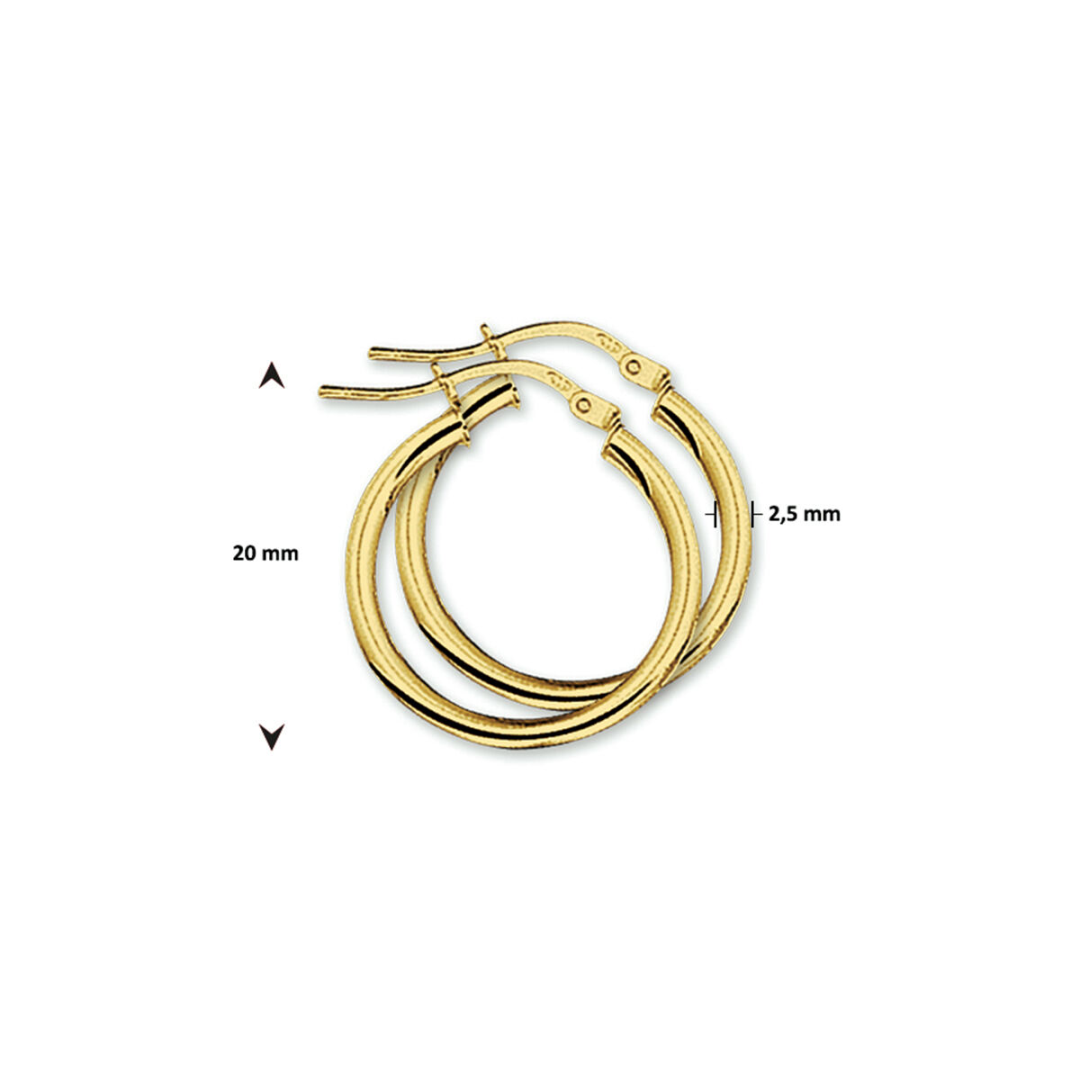 Basis | Geelgouden oorringen met een ronde buis en een hefboom-sluiting