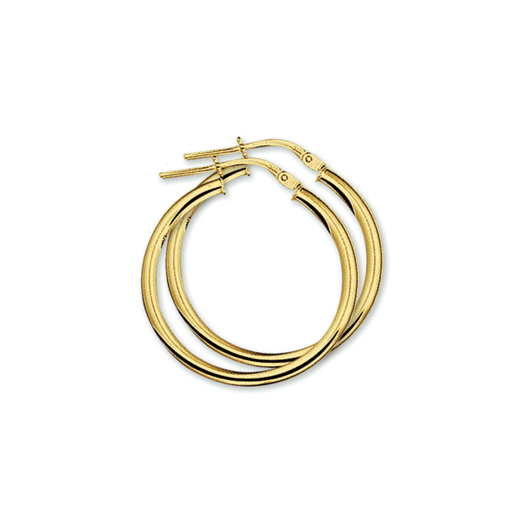 Basis | Geelgouden oorringen met een ronde buis en een hefboom-sluiting