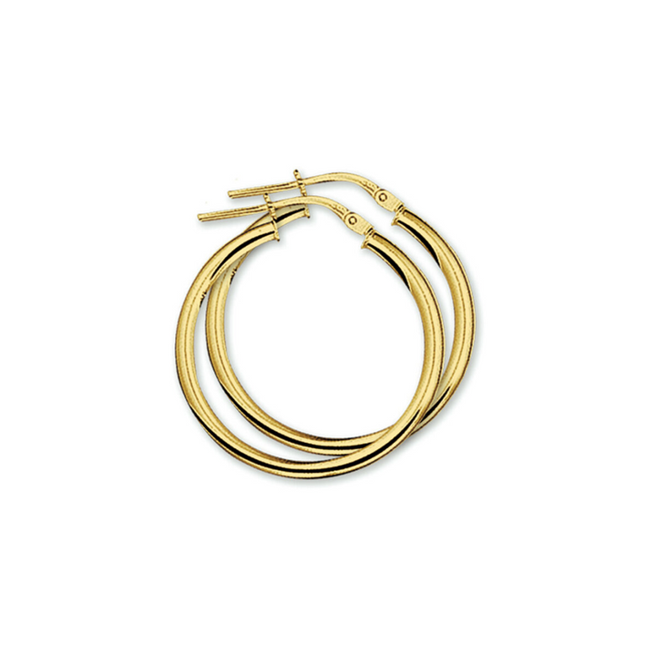 Basis | Geelgouden oorringen met een ronde buis en een hefboom-sluiting