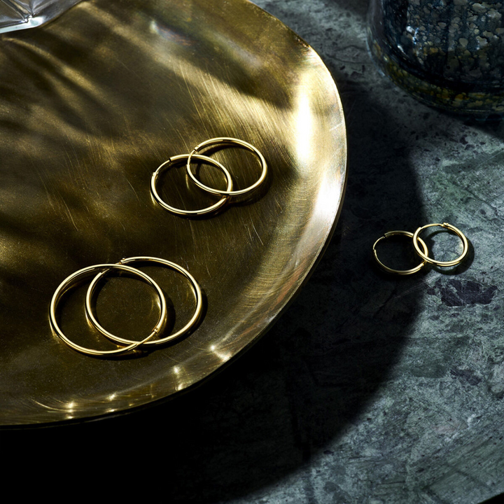 Basis | Geelgouden oorringen met een ronde buis en een scharnier-sluiting