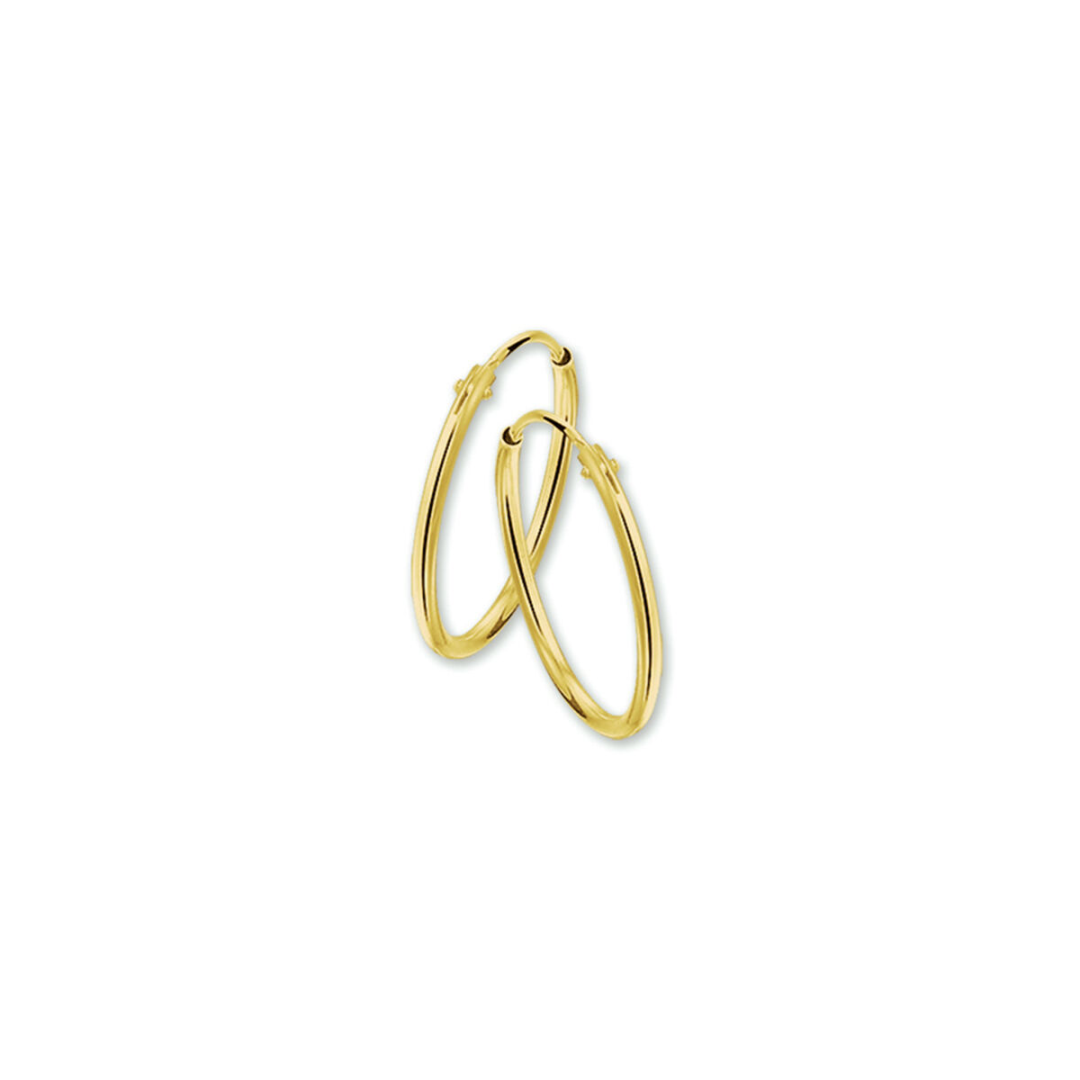 Basis | Geelgouden oorringen met een ronde buis en een scharnier-sluiting