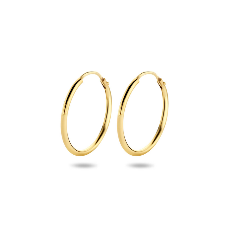 Basis | Geelgouden oorringen met een ronde buis en een scharnier-sluiting