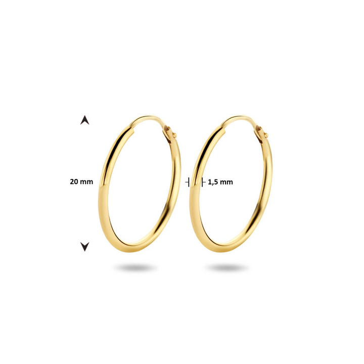 Basis | Geelgouden oorringen met een ronde buis en een scharnier-sluiting