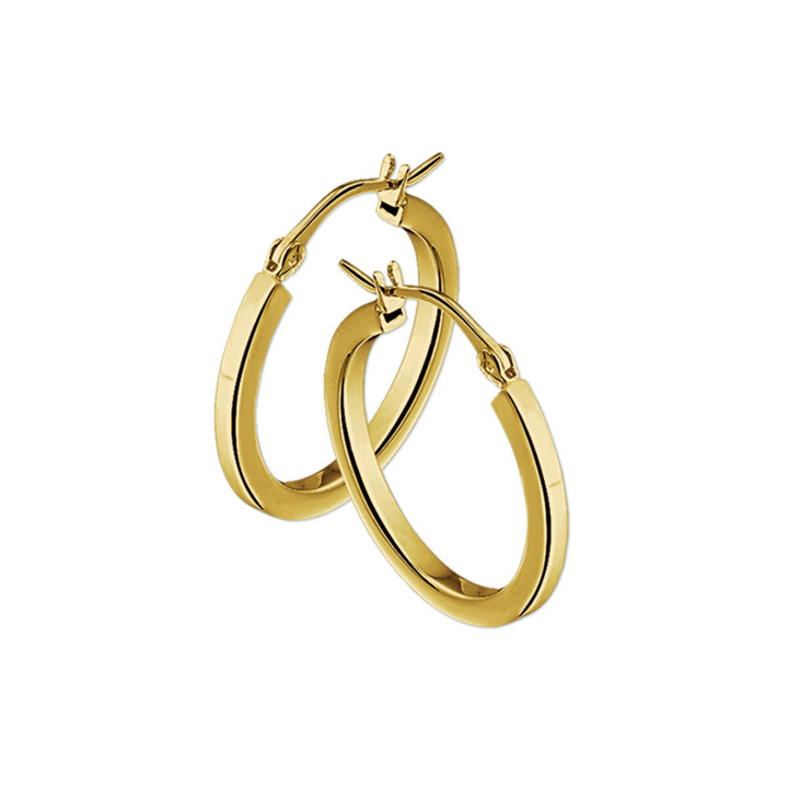 Basis | Geelgouden oorringen met een vierkante buis en een hefboom-sluiting