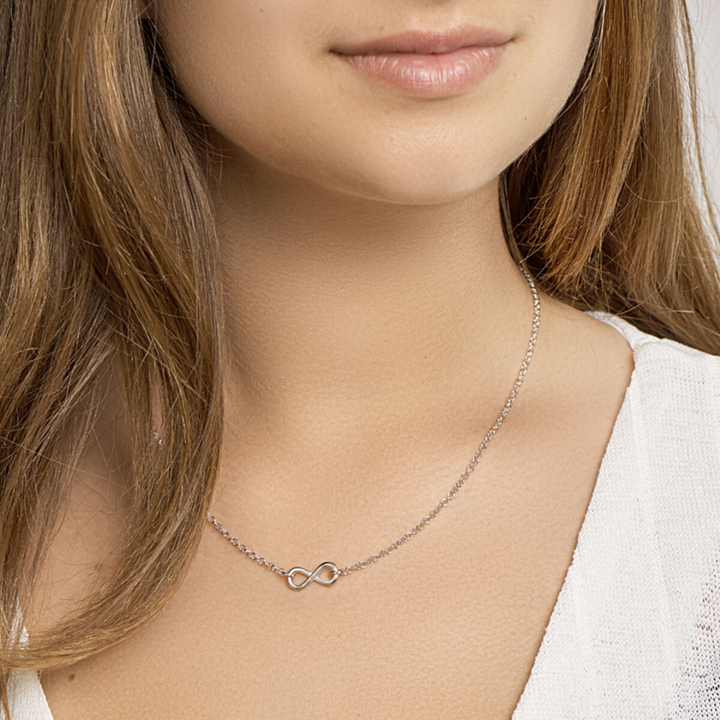 Basis | Gerhodineerd zilveren collier met infinity teken