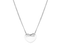 Basis | Gerhodineerd zilveren collier uitgevoerd met een hartje, met een dikte van 0mm